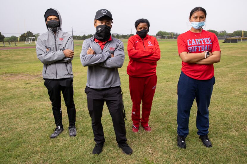 (From left) Carter High School regional golf qualifiers Glen Veasley, Jelani Rogers and...