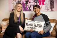 Therapist Holly Packer (left) with neighbor Tiffany Gipson in her office at Network of...