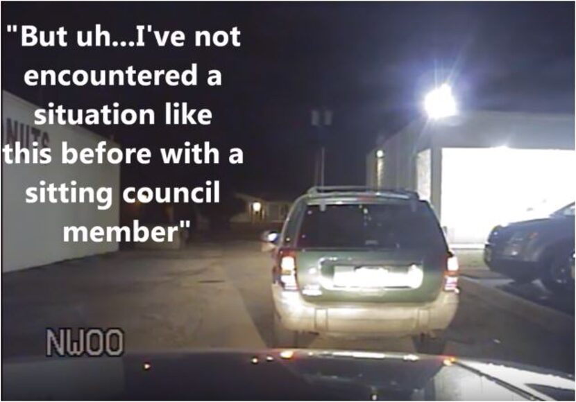 Part of the captioned video released by Haltom City firefighters' PAC involving a council...