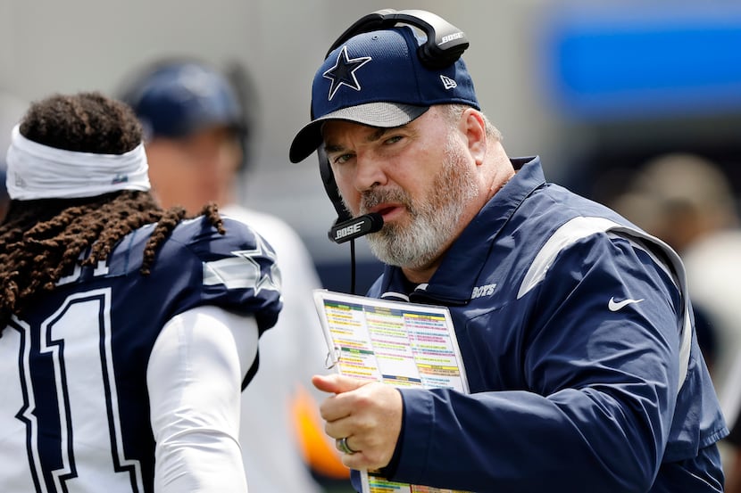 Dallas Cowboys head coach Mike McCarthy readies his team to face the Los Angeles Chargers at...