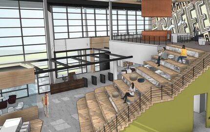 A rendering of the mezzanine area near the entrance of the new Farmer Bros. facility in...