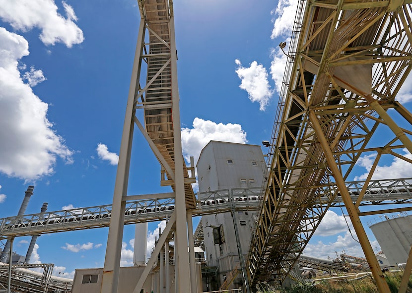 Conveyor belts which once carried coal are seen at the former Sandow power plant near...