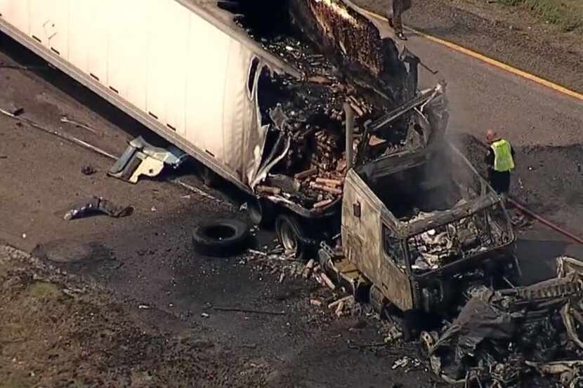 Three people died when an SUV was pinned between two 18-wheelers in Terrell on Aug. 21, 2018.