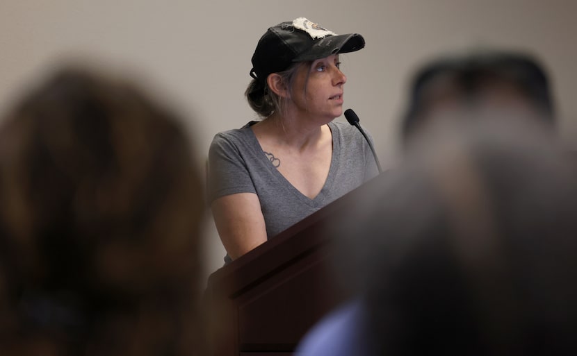 Monica Kizziar addresses the Rockwall ISD School Board during a special session held inside...