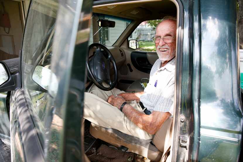 Albert Bigler, 95, of Ennis sits in his truck in his driveway in Ennis on Tuesday, Sept. 10,...