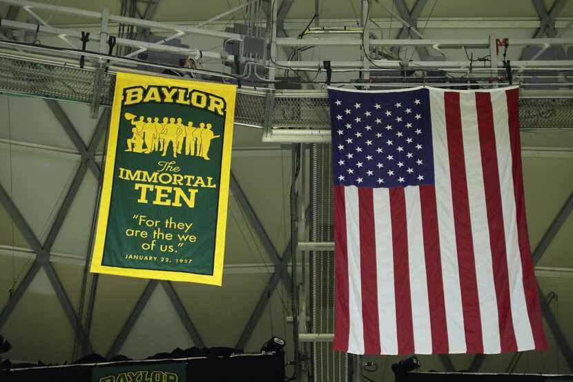 Baylor's Immortal Ten was saluted with a Ferrell Center banner before Saturday's game with...