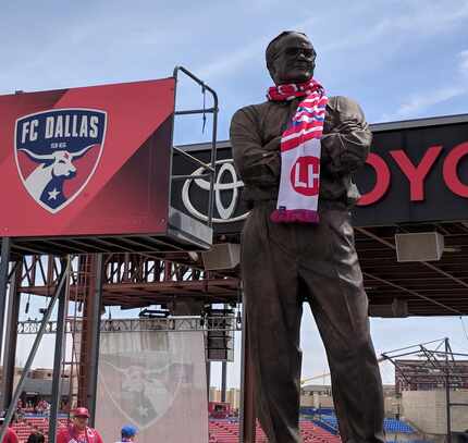 The Lamar Hunt Statue located in Toyota Stadium.
