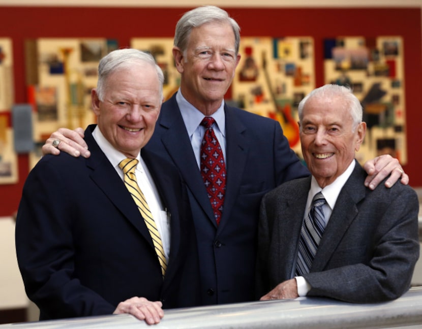 From left: Ray Hunt, John Scovell and George Schrader met recently at the Hyatt Regency. The...