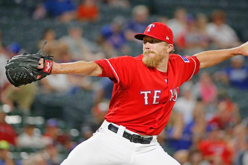 Texas Rangers relief pitcher Jake Diekman (41) is pictured during the Cleveland Indians vs....
