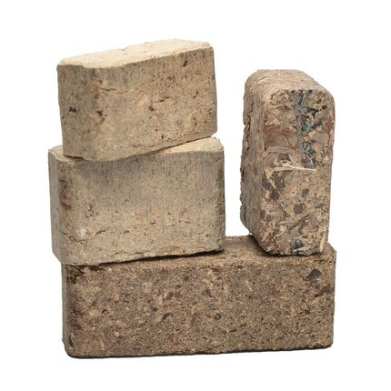 Carbon cast blocks from Graphyte made using biomass byproducts.