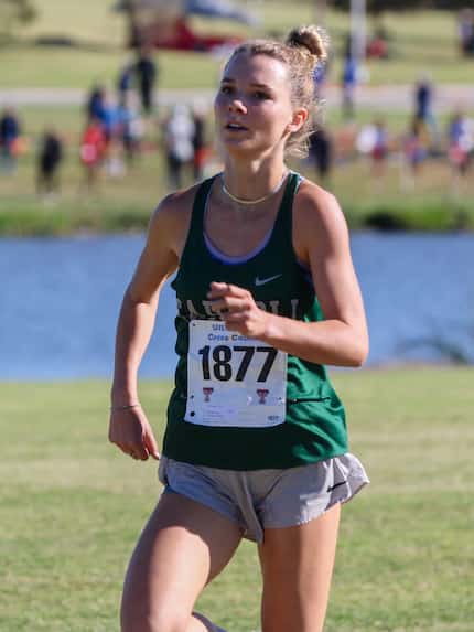 Southlake Carroll’s Ava Bushaw pulls ahead to take second in the Region I-6A girls cross...