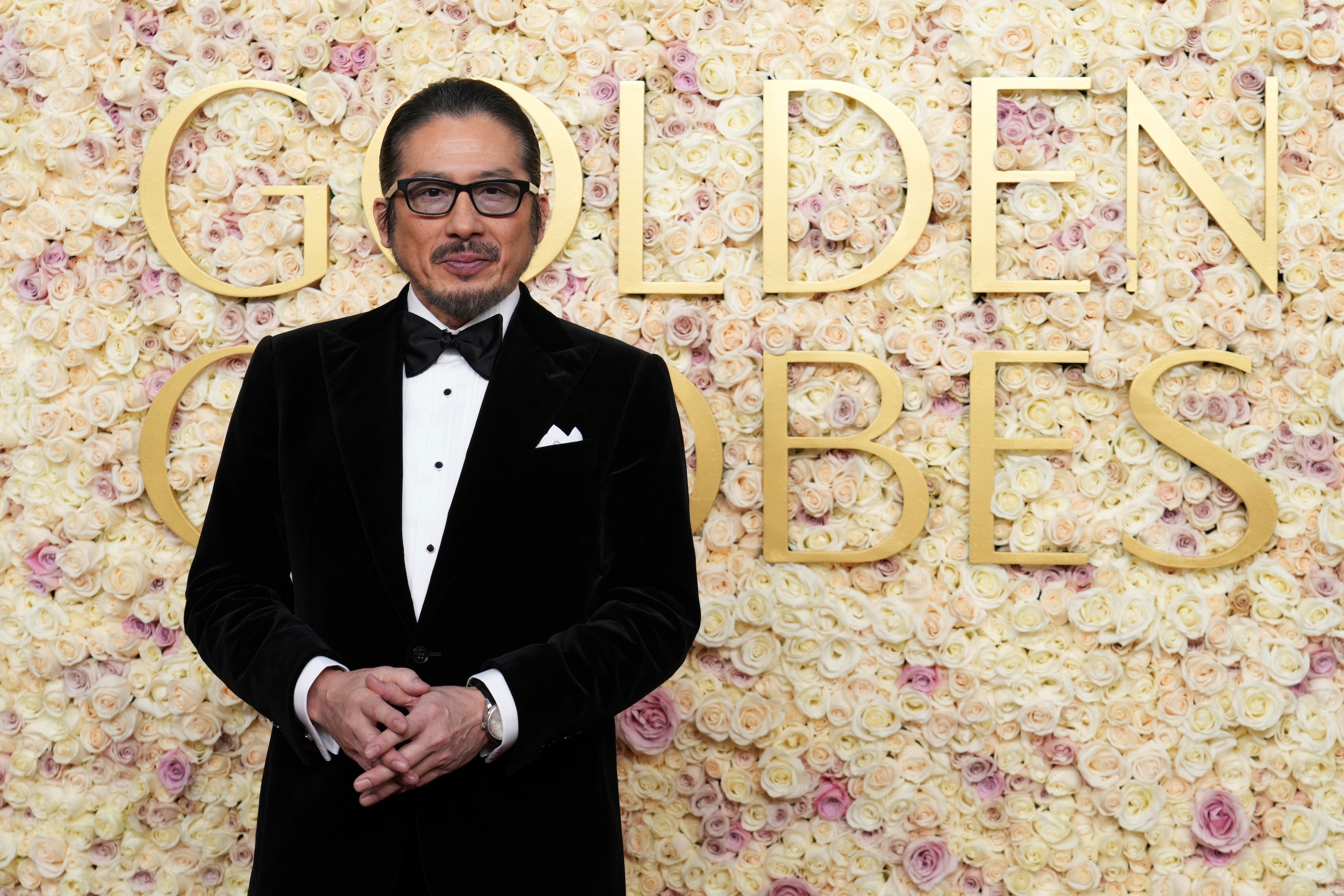 Hiroyuki Sanada arrives at the 82nd Golden Globes on Sunday, Jan. 5, 2025, at the Beverly...