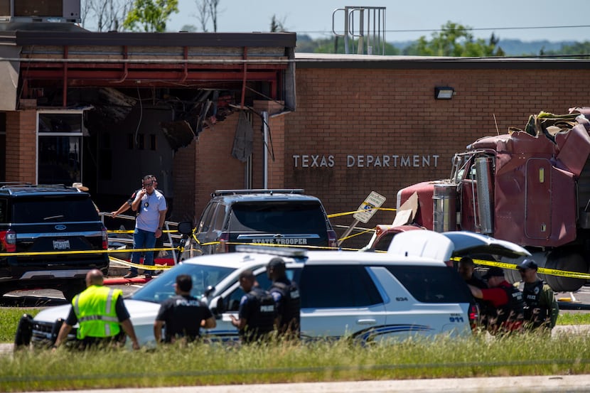 A stolen 18-wheeler was crashed into a Texas Department of Public Safety office on US-290 in...