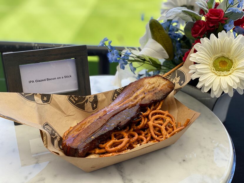 One of FC Dallas' newest food items at Toyota Stadium is the IPA Bacon on a stick.