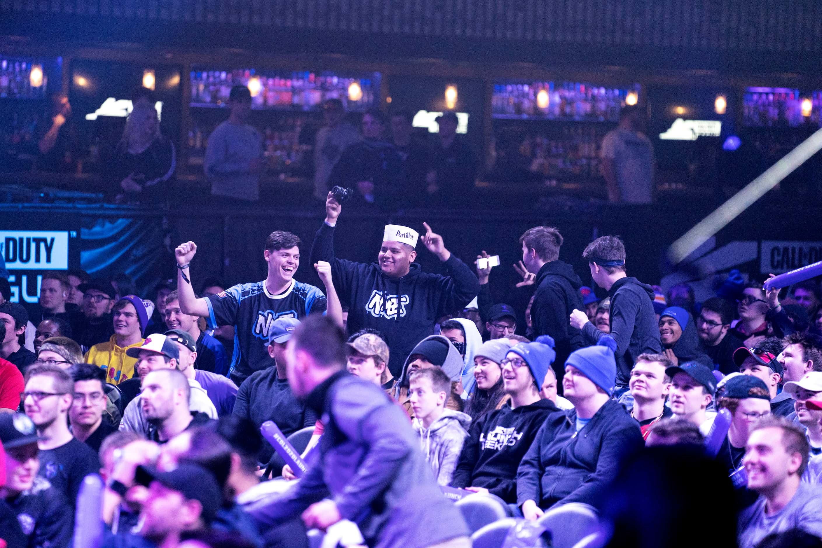 Fans await the start of Dallas Empire's match against Atlanta Faze in the Call of Duty...