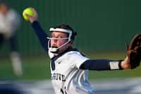 Prosper Walnut Grove's Lyndsey Hooker delivers a pitch to a Frisco Lone Star batter during...
