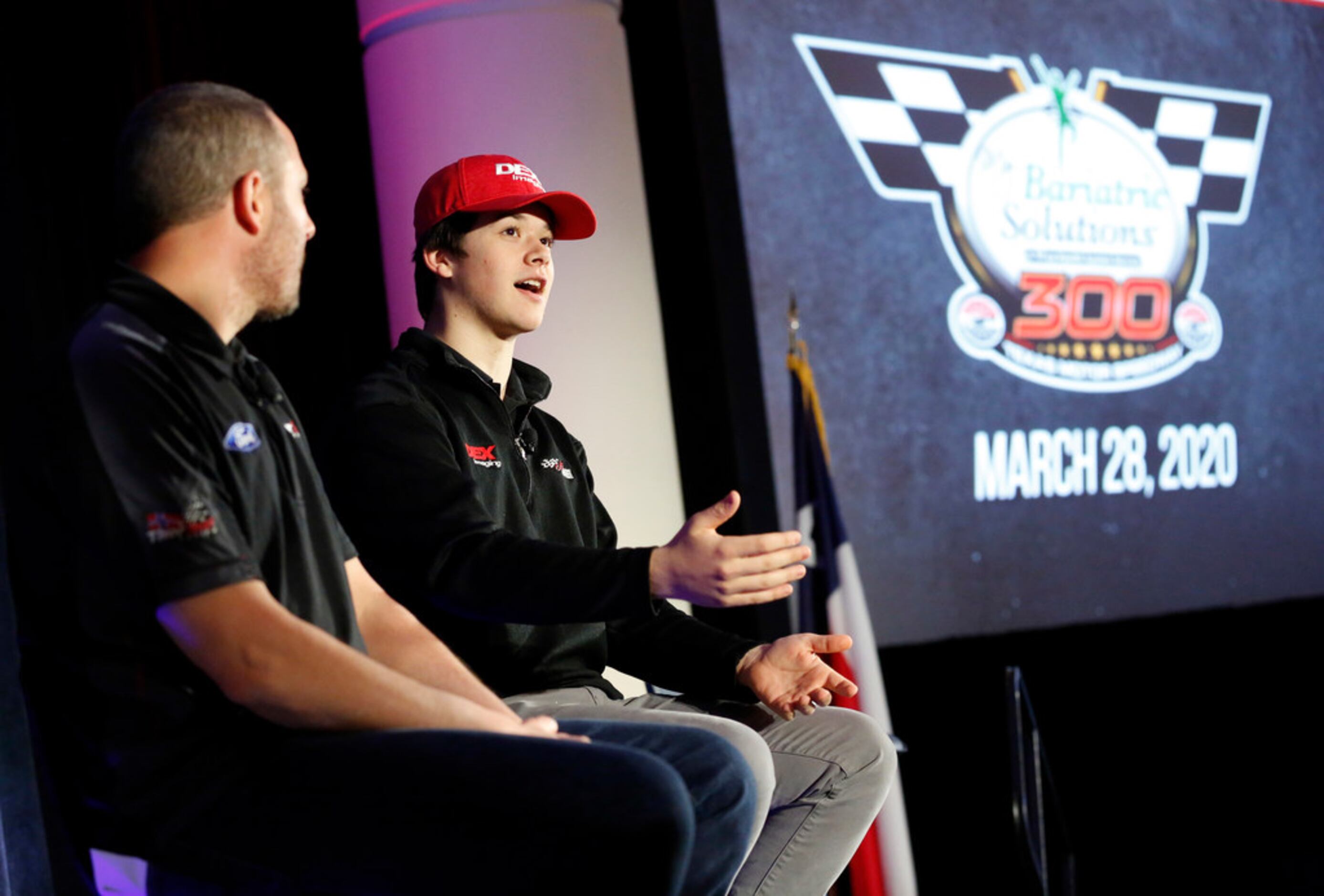 NASCAR Xfinity driver Harrison Burton, 19, son of former driver Jeff Burton, answers...