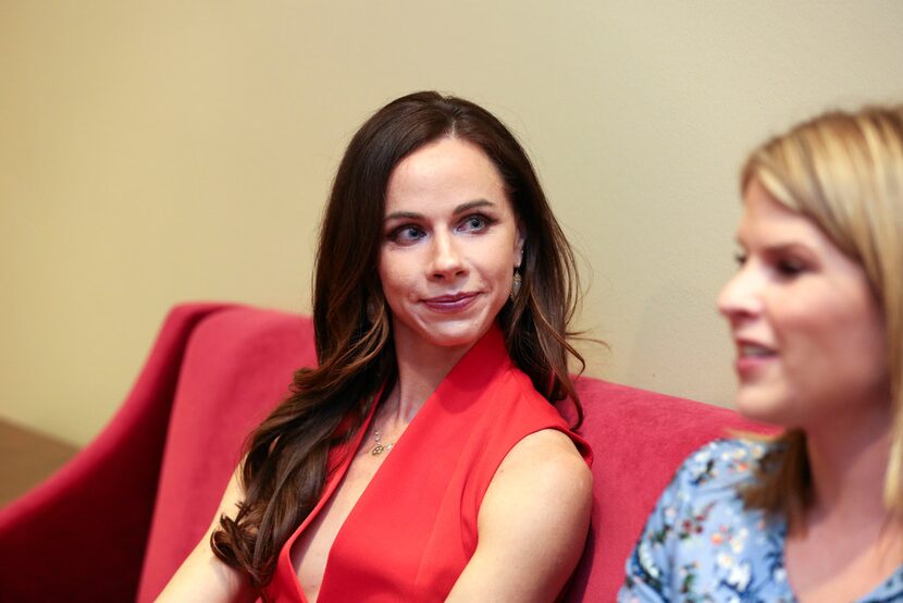 Twins Jenna Bush Hager (right) and Barbara Bush are interviewed prior to the event promoting...