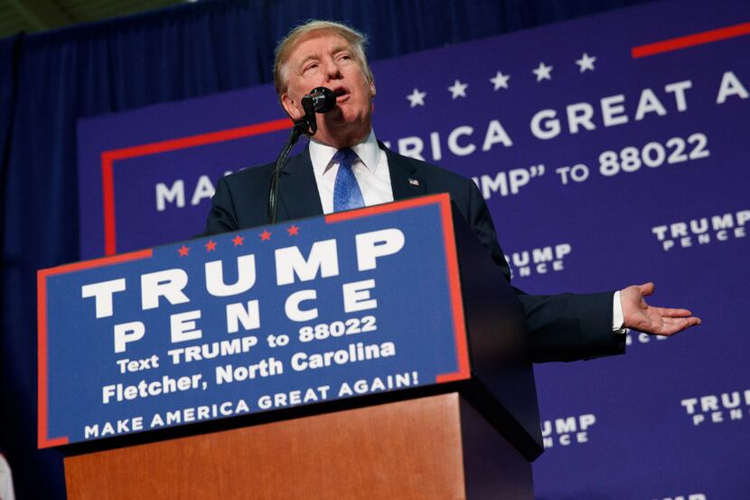 Donald Trump stumps at a rally Friday in Fletcher, N.C. (Evan Vucci/The Associated Press)