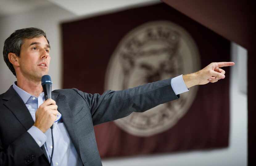U.S. Rep. Beto O'Rourke, D-El Paso, addresses a town hall at Plano High School on Nov. 9.