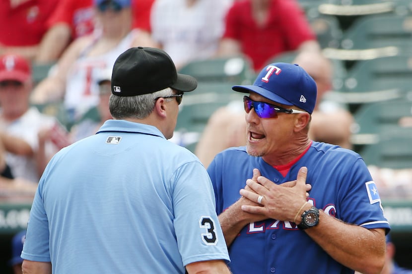 Texas Rangers manager Jeff Banister was ejected in the fifth inning by first base umpire...