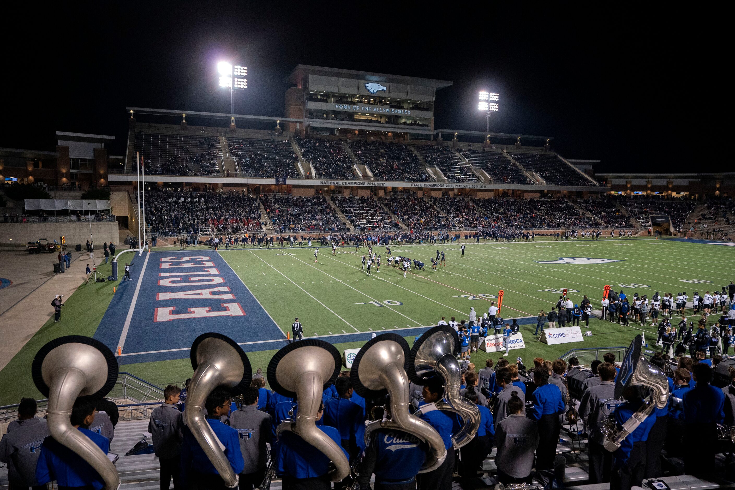 Allen plays against Hebron during the first half of a bi-district round high school football...