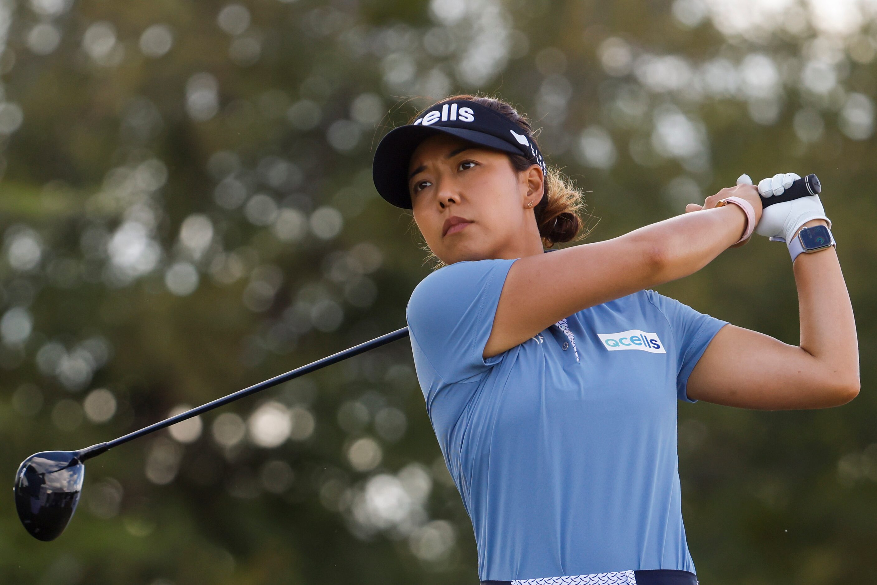 Jenny Shin tees off on the seventh hole during the first round of The Ascendant LPGA...