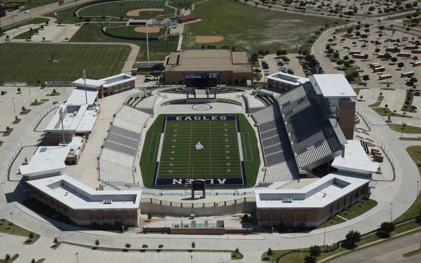 An aerial photo of Eagle Stadium in Allen, Texas May 20, 2014. (Nathan Hunsinger/The Dallas...