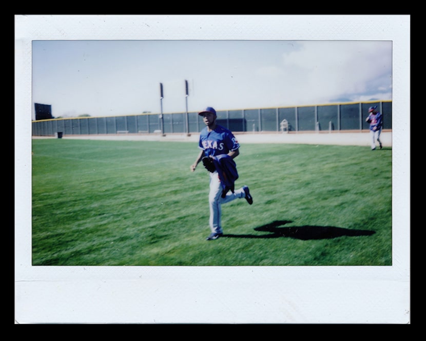  Texas Rangers spring training 2015: Texas Rangers pitcher Martire Garcia runs across the...