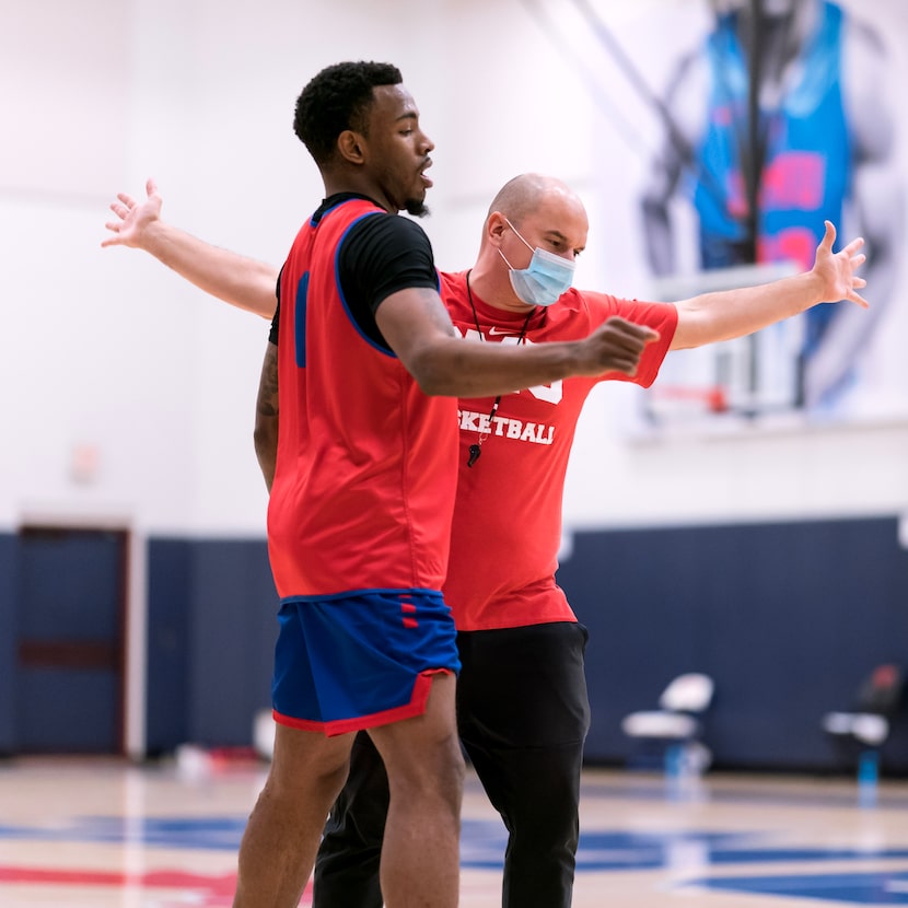 Tyson Jolly works with player development coach Nemanja Jovanovic. Jolly returned to the...