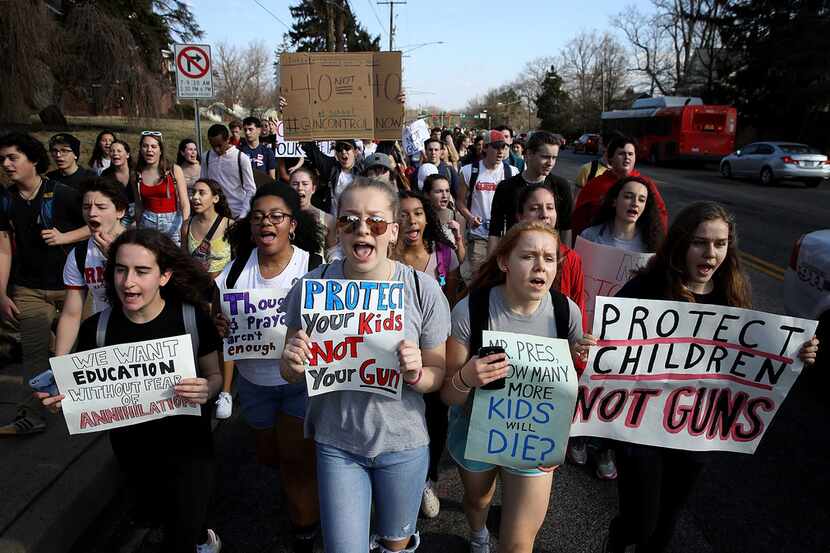 Students from Montgomery Blair High School march in support of gun reform legislation...