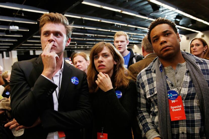 Supporters of Hillary Clinton  gloomily watched results Monday night, as she and Bernie...
