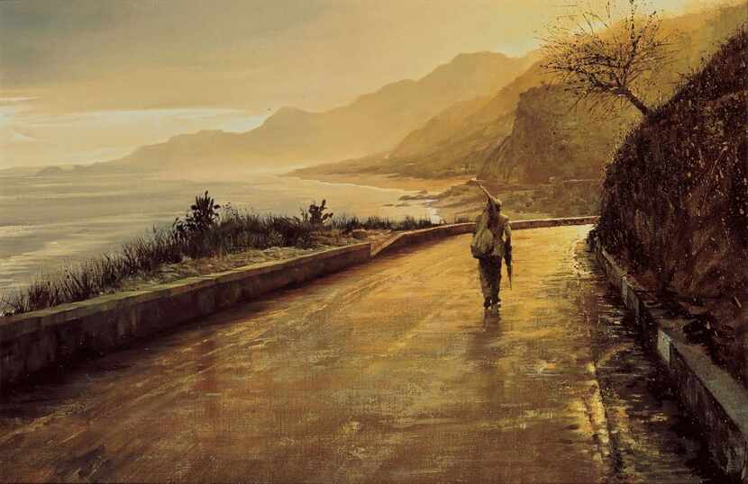 Clark Hulings, The Lonely Man, oil on Canvas, 20 x 30", Sicily, 1967