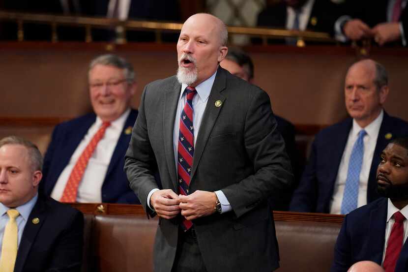 Rep. Chip Roy, R-Texas, votes for Rep. Kevin McCarthy, R-Calif., during the twelfth round of...