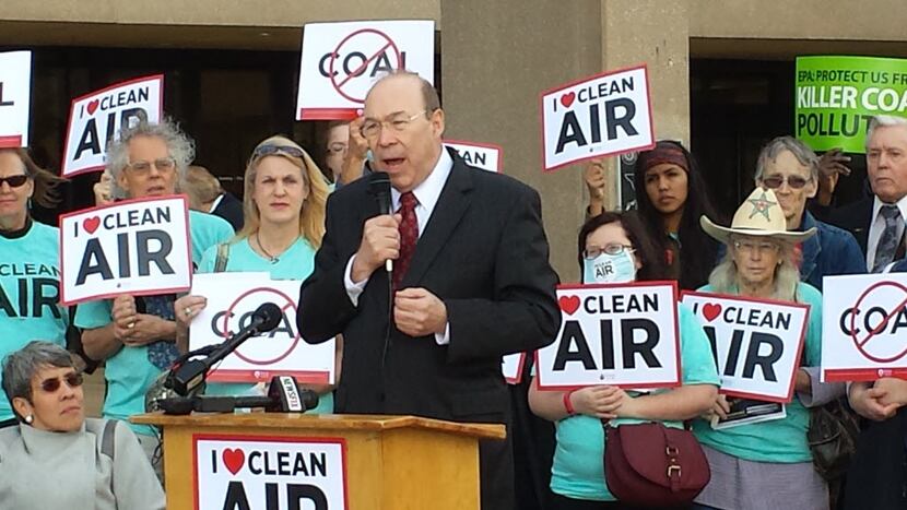  Dr. Robert Haley of Dallas speaks at a news conference outside an Arlington hearing on an...