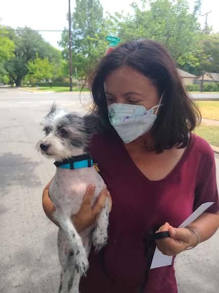 Maria Stanley with Poldi's dog, Lexi, after the pet received a "medical shave," shots and...