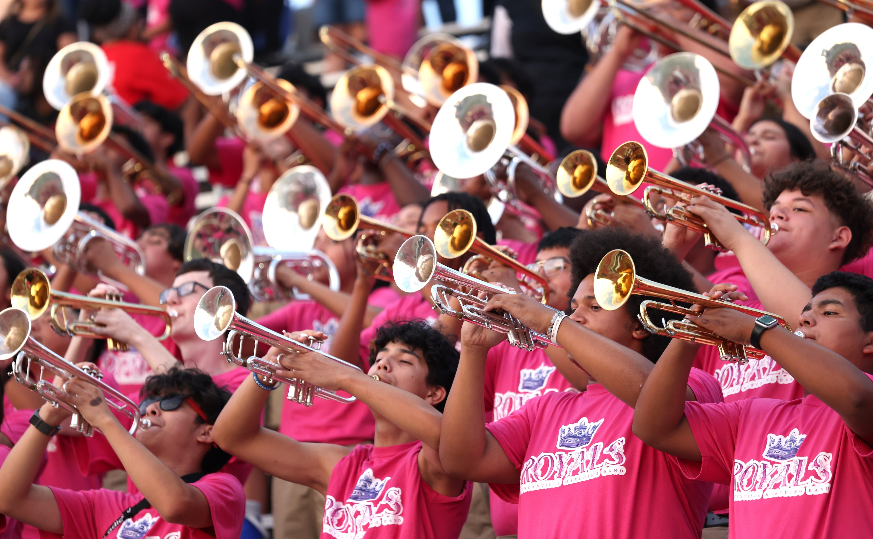 Duncanville band members perform from the stands prior to the start of the Duncanville...