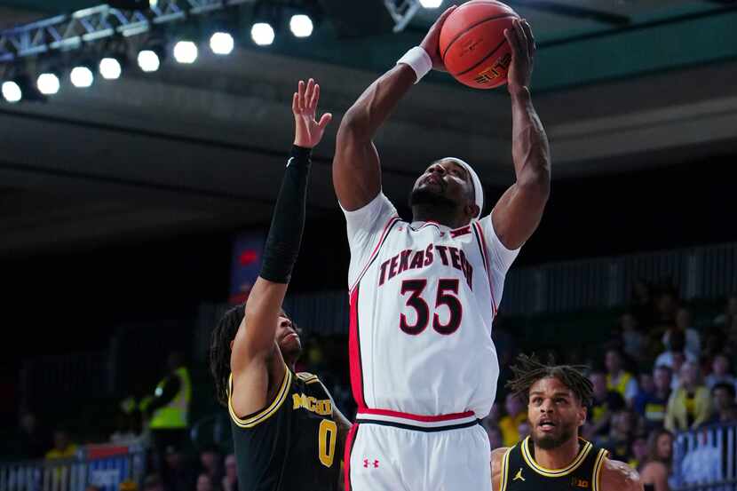 In a photo provided by Bahamas Visual Services, Texas Tech's Devan Cambridge shoots against...