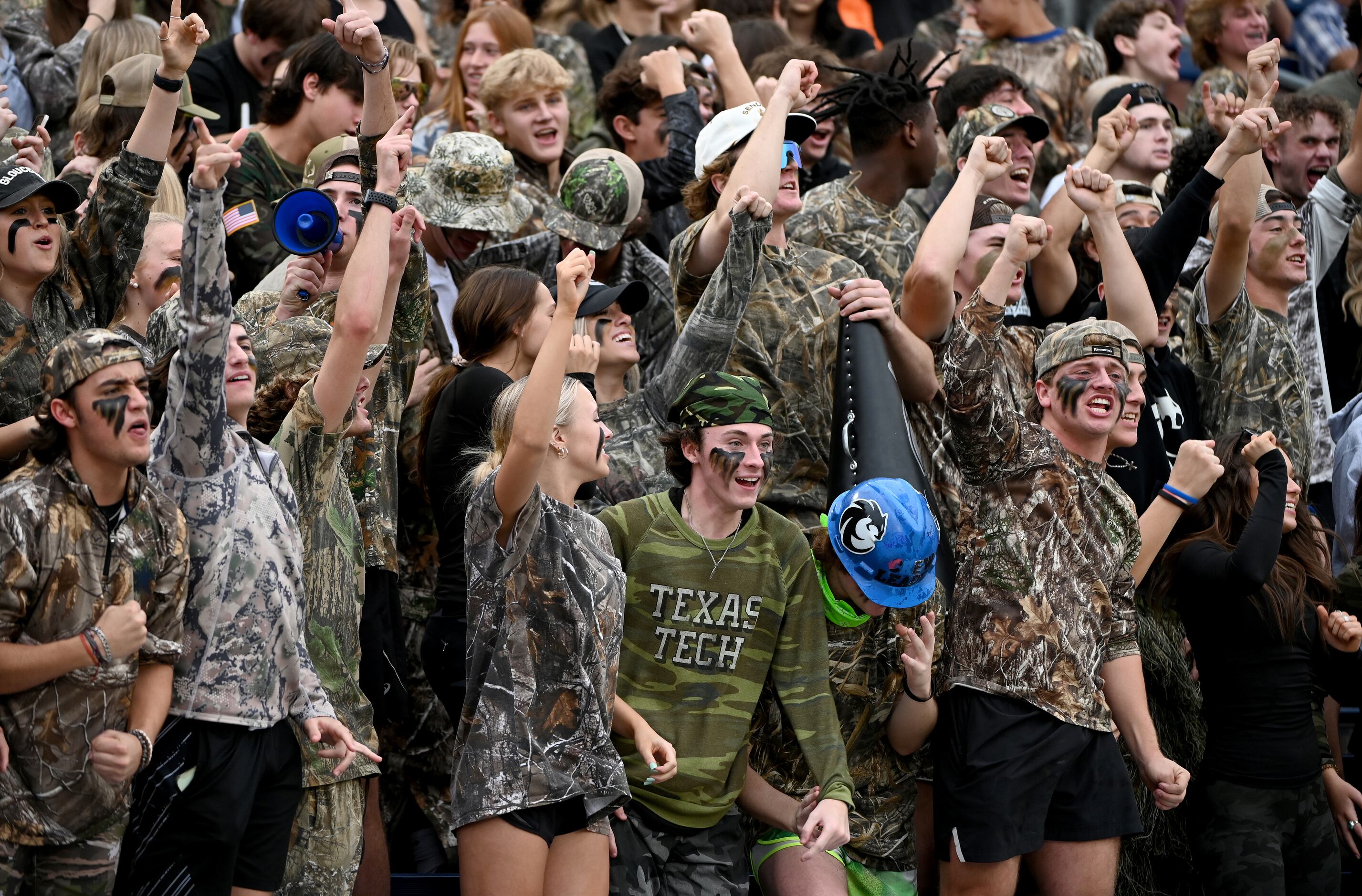 Denton Guyer students cheer in the second half of a Class 6A Division II Region I final high...