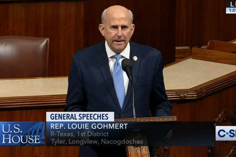 Then-U.S. Rep. Louie Gohmert, R-Tyler, speaks on the House floor on Feb. 26, 2020, to...