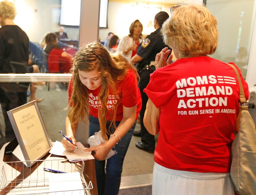 McKinney High School student Jacquelyn King signs up to speak with the school board during...