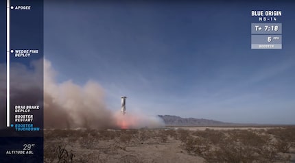 The rocket's booster returned to Earth at velocities exceeding 2,000 mph before the engine...