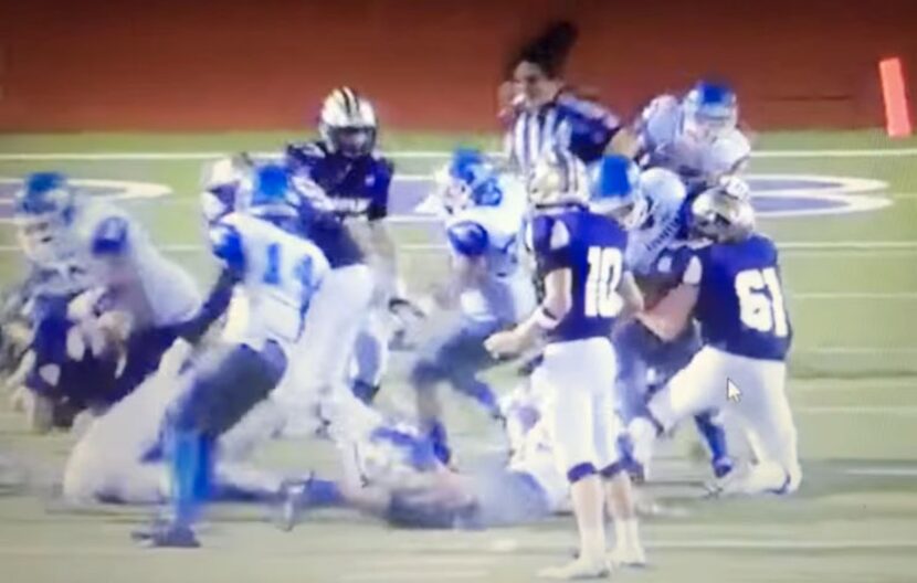 
Game official Robert Watts was rammed by two San Antonio Jay High School players in an...