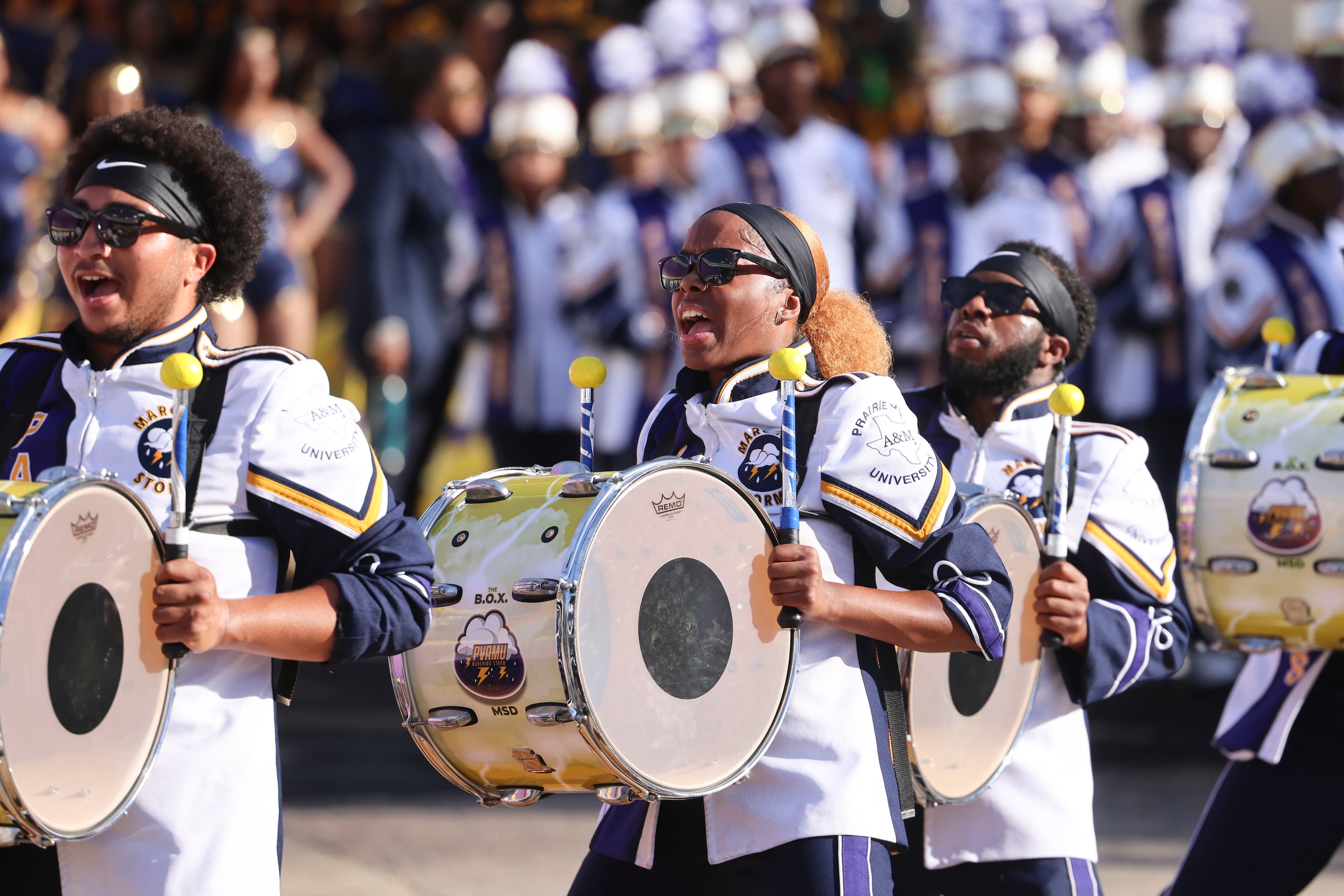 Prairie View A&M band members enters the field ahead of the first half of State Fair...