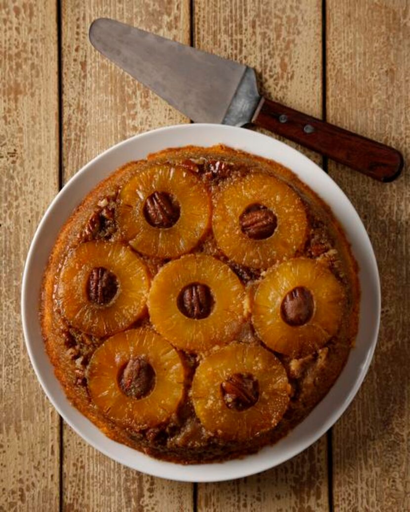 
Pineapple Upside-Down Cornmeal Cake brings the meal to a memorable finish. 
