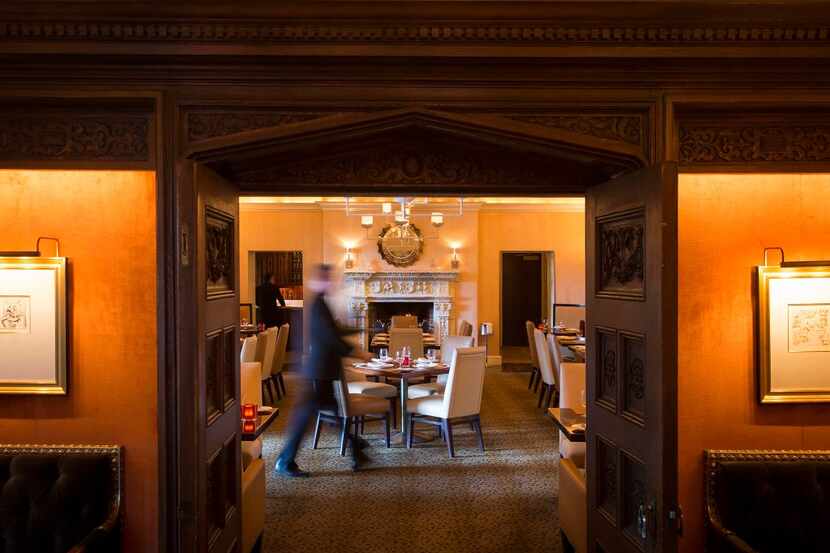 A view into from the Library into the main dining room at the Mansion Restaurant, which has...