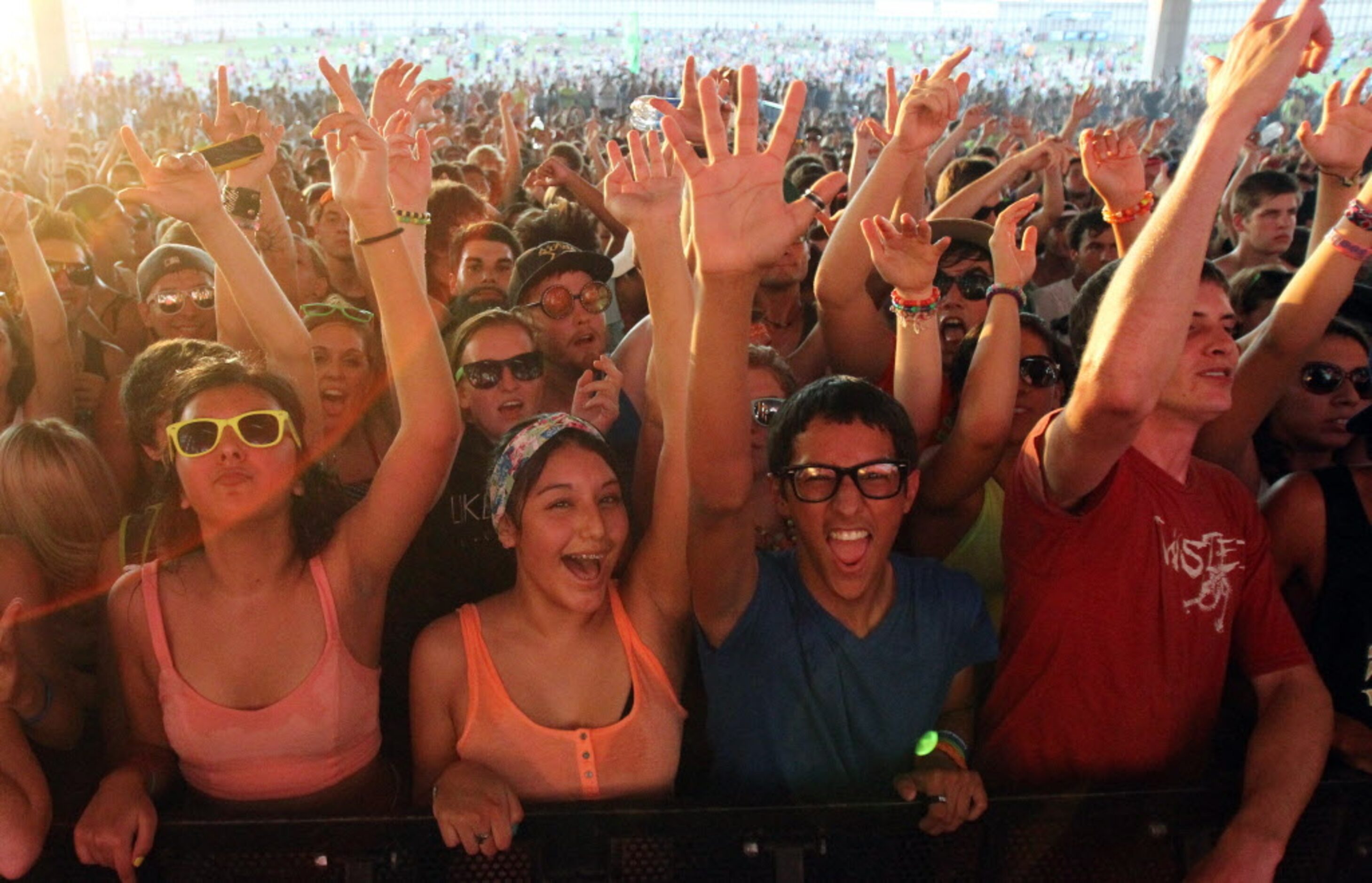 Fans enjoy Porter Robinson's set during the Identify Festival electronica concert at Gexa...