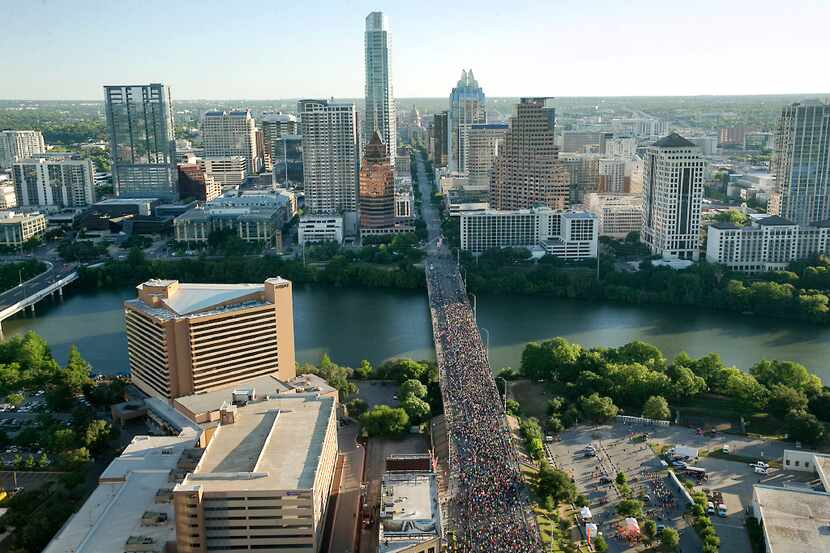 Aerial view of downtown Austin