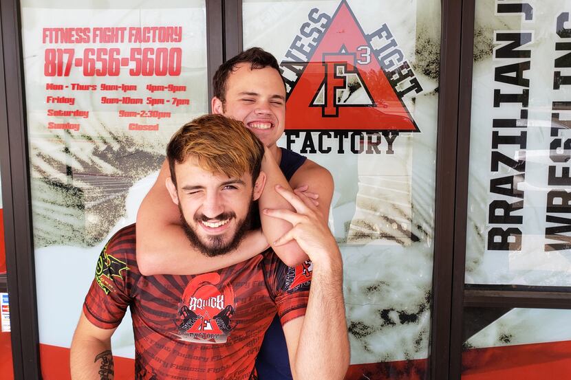 Devin and Dylan Miller at Fitness Fight Factory in North Richland Hills, Texas. Devin, a...