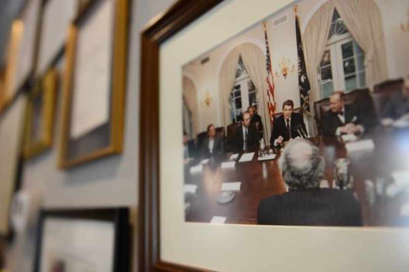 
A photo, which hangs in Merrie Spaeth's office on April 4 in Dallas, shows Spaeth sitting...